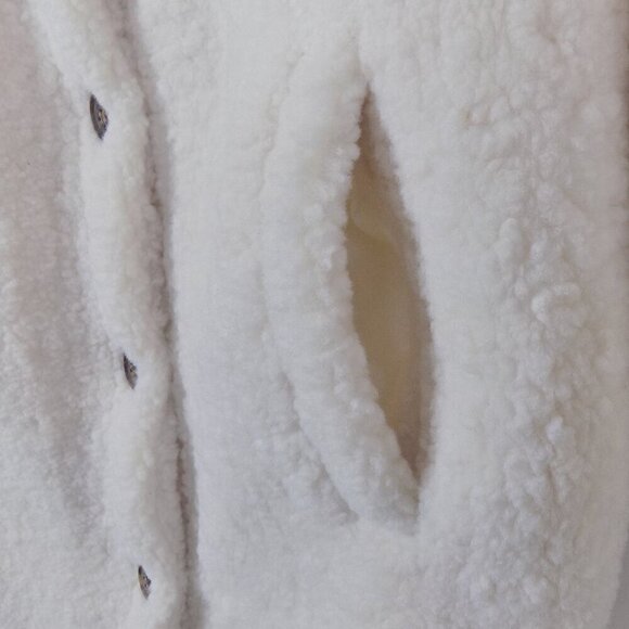 7 for all Mankind Sherpa Teddy Long Coat Size M Medium Cream Full Length NEW - Picture 10 of 10
